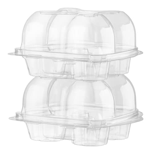 Plastic Cupcake Containers Boxes | 4 Compartment – 50 Pack | Disposable High Dome Cupcake Holder With Lid Bulk | Extra Sturdy And Stackable Cupcake Boxes | Durable Muffin Packaging Transporter To Go #TOP4
