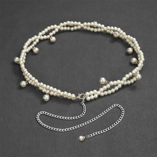 Pearl Waist Chain Belt with Dangling Beads Elegant Pearls Dangle Body Chain Charm Bridal Dress Wedding Belts Belly Chains Jewelry Accessory for Women4