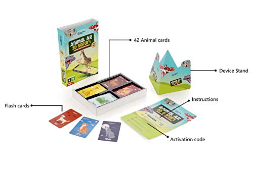 Image of SPARTAN KIDS Animal Flash Cards for Kids | Educational Flash Cards | 42 Interactive Animal Cards with 3D AR, Sound & Voice | Preschool Learning Toys | Brain Development Toy for Toddlers