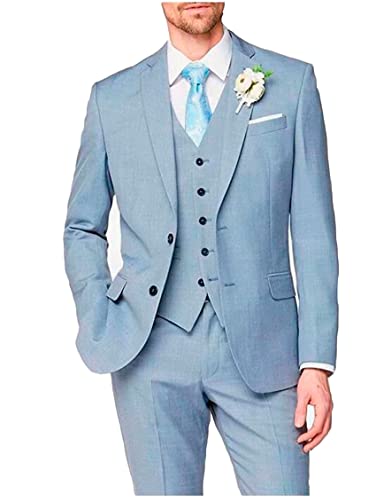 3 PC Peak Lapel Mens Suit Two Buttons Business Suit Single Breasted Wedding Suit Groom Tuxedos Jacket Pants Vest Suit