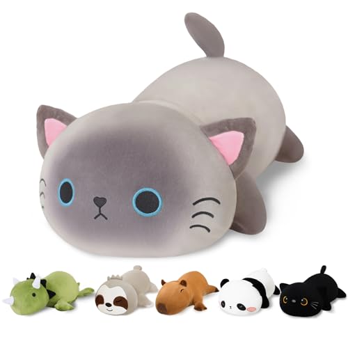 Finebee Weighted Siamese Cat Stuffed Animals, Cute Weighted Siamese Cat Plush, Soft Stuffed Weighted Plushie Pillow Gifts for Kids & Adults (9.8" 0.8Lbs)