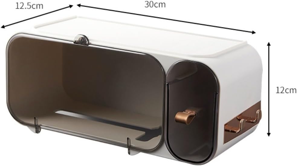 Tissue Box Cover Tissue Box Holder No Punching Wall Hanging Storage Tissue Box Household Bathroom Toilet Paper Box for Bathroom or Kitchen (Color : White, Size : 30cm*12.5cm*12cm)