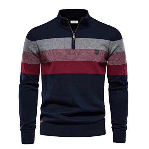 Pull en tricot de luxe pour homme noir XL à col montant zippé - 3