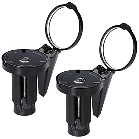 NSVJVY 2pcs Set Mini Adjustable Urban Bike Mirror – Folding Rear-View Handlebar Mirror – Convex Lens with 360-degree Rotation(Black) Cover