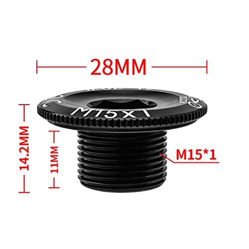 1 Piece Bike Crankset Arm Bolt Aluminum Alloy Bicycle Crank Arm Screws Crank Fixing Bolt Axis Nut Cover (M15*11Mm -Black) #TOP1