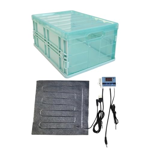 Hamosky Foldable Chick Brooder Box with Adjustable Temperature Control Waterproof Heated Poultry Warmer for Small Animals 30x21.8x14.8cm USB Powered Includes Cushion