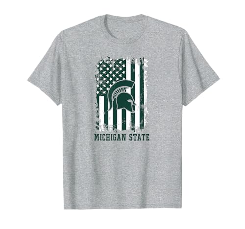 Michigan State Spartans Patriotic Retro American Flag T-Shirt