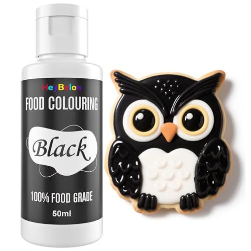 Colorante alimenticio – 50 ml Colores Alimentos Set para hornear pasteles – Colorante alimentario vibrante para decoración de pasteles, hacer limo DIY (negro)