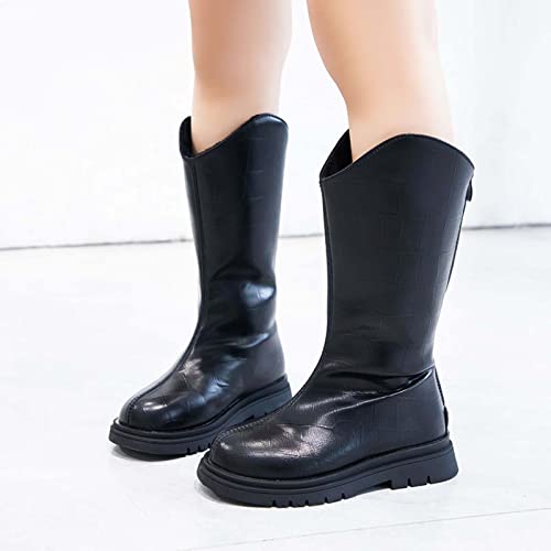 JOEupin Toddler Girls Mid Calf Boots Back Zipper Riding Shoes3