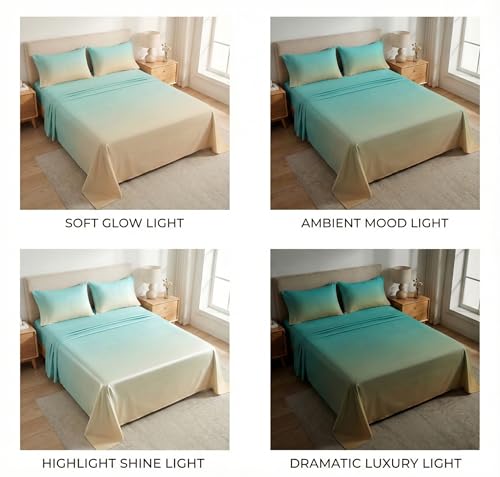 Image of BSB HOME Double Bedsheet with 2 Pillow Covers | Cloud Cotton Feel 300 TC Digital Print Bedsheet for King Size Bed | Luxury Bedding for Bedroom Home Decor | 108 x 108 Inches (Aqua Sand Ombre)