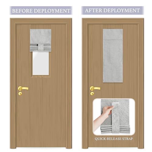 Image of RYB HOME Classroom Door Window Cover, 100% Blackout Shades for Classroom Windows and Doors Cover Lockdown Shades Blocks Views, W 8 x L 36 inch, Light Grey, 1 Panel