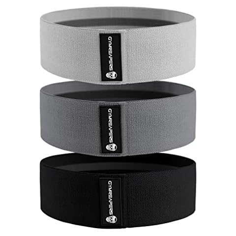 Hip Bands for Booty Workouts | Non Slip Fabric Band Set with 3 Levels - Resistance Bands for Legs & Hip - for Men & Women (White / Gray / Black) Cover