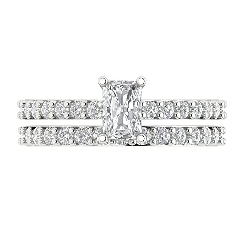 1.51 ct Brilliant Emerald Cut Clear Diamond Simulant 18k White