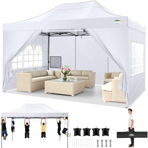 COBIZI Faltpavillon Pavillon 3x4.5 Wasserdicht Stabil, Outdoor Faltbar Garten Pavillon UV Schutz 50+, Partyzelt mit 4 Seitenteilen, Weiß COBIZI Faltpavillon Pavillon 3x4.5 Wasserdicht Stabil, Outdoor Faltbar Garten Pavillon UV Schutz 50+, Partyzelt mit 4 Seitenteilen, Weiß