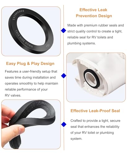 Image of RV Toilet Seal Replacement 385311652 Compatible with Dometic 300 310 320 RV Toilets, RV Toilet Floor Flange Seal Kit with Mounting Hardware, Camper RV Toilet Replacement Parts