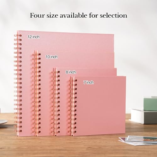potricher 12 x 12 Inch DIY Scrapbook Album 40 Pages Hardcover Kraft Paper Scrap Book Photo Albums Memory Book for Wedding and Anniversary Family (Pink, 12 Inch) - 4