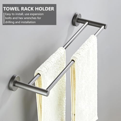Porte-serviettes mural double cuivre salle de bain moderne - 5