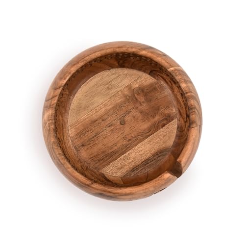 Image of Kimona Yarn Storage Wooden Yarn Bowl Hand Made for Knitting and Crochet Crocheting Accessories and Supplies Organizer (7 inch x 7 inch x 4 inch)
