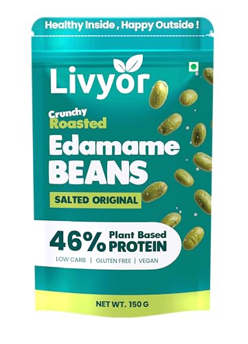 Image of Livyor Crunch Roasted Edamame Beans - 150g | Salted Original Flavour | Roasted not fried | Plant based healthy snack | High Protein Snack | Gluten Free | Vegan | High In fibre