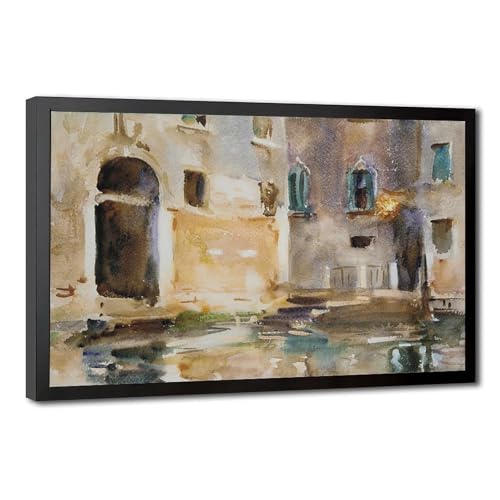 HKXAG John Singer Sargent Venice Art Print_ Museum Exhibition Poster Jpg Canvas Poster Wall Art Decor Print Picture Paintings for Living Room Bedroom Decoration Black Frame 12x18in