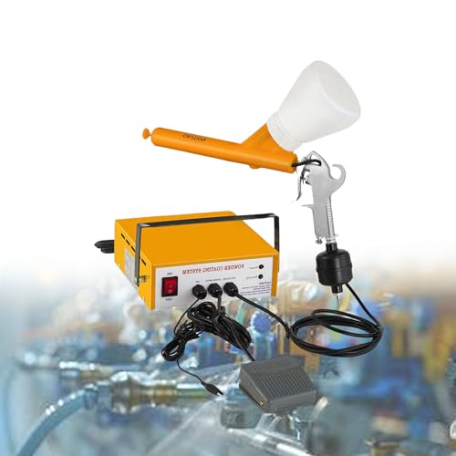 Electrostatic Powder Coating Kits,Portable Powder Coating Paint Spray Gun,with Foot Switch Spray Gun,for Many Automotive, Marine Spray