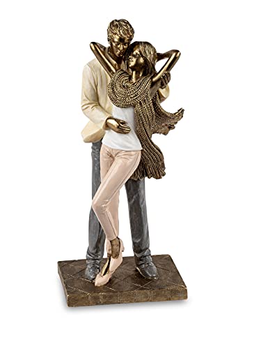 Figura decorativa moderna con diseño de pareja de amor sobre base, multicolor, altura de 25 cm Cover