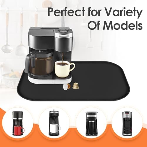 Silicone Coffee Maker Mat with Lip for Countertops, 24'' x 16'', Black - 4