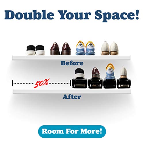 Livin' Well Stack-A-Shoe Shoe Racks For Closets - 10 Inch Long Adjustable Stackable Shoe Organizer For Closet 10Pk, Black #TOP2