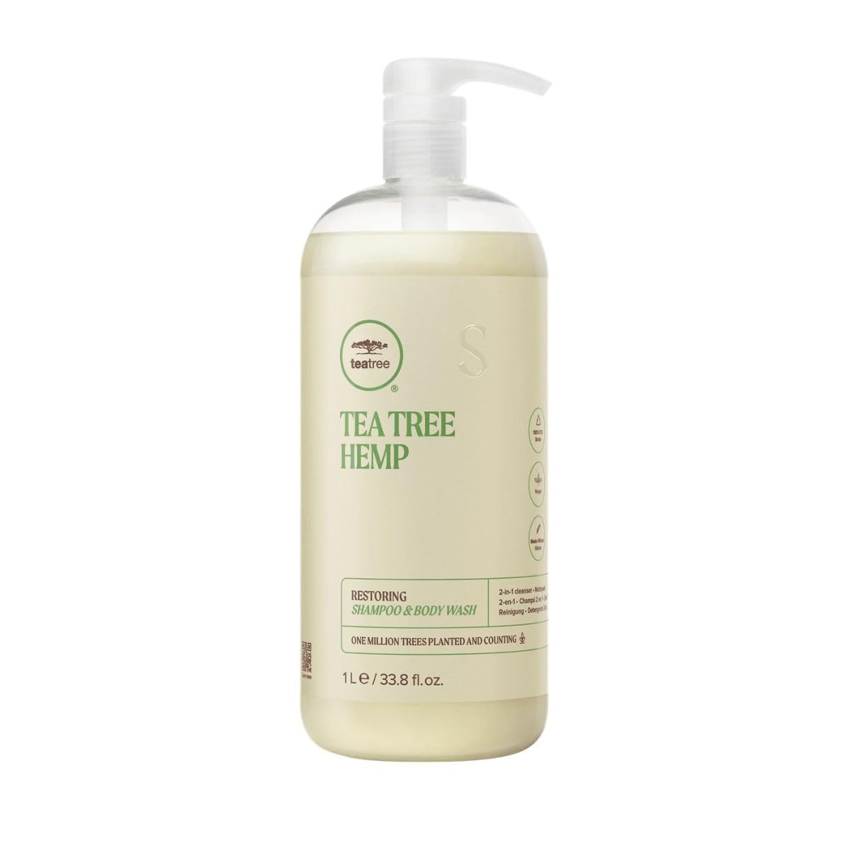 Tea Tree Hemp Restoring Shampoo & Body Wash, 2-in-1 Cleanser, For All Hair Types