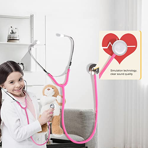 Kinder Stethoskop,Metall Stethoskop Kinder,Funktionsfähiges Doppelkopf Stethoskops Spielzeug,Analoges Metall Stethoskops,Verstärkt Herz und Atemgeräusche,für Medizinische Spielzeug Rosa Tokaneit