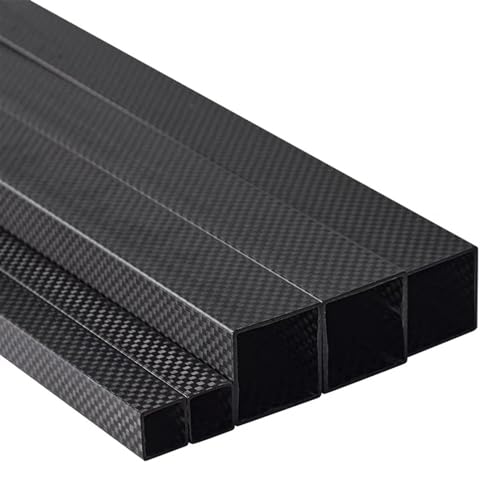 4PCS 3K All Carbon Fiber Square Tube with High-Strength Length of 500mm,OD 10mm -30mm, Plain Glossy Used as A Bracket 3K Carbon Fiber Square(20x20x18x500mm)