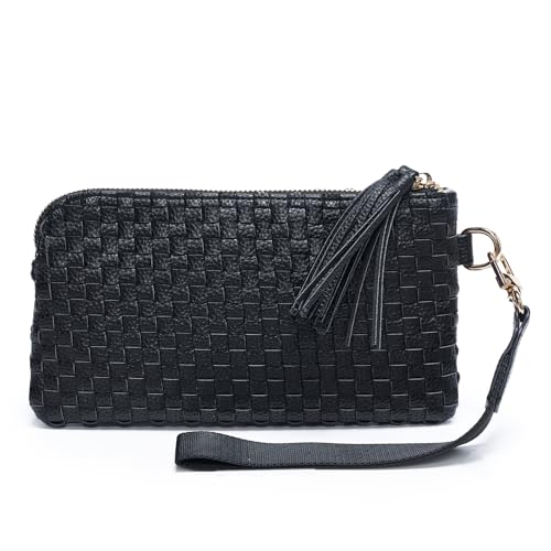 Wristlet Purses for Women, Small Woven Vegan Leather Wallet and Clutch by Tsalufe - Used condition - US$18.01