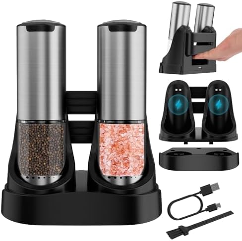 Electric Salt and Pepper Grinder Set Type-C Fast Charging, Automa...