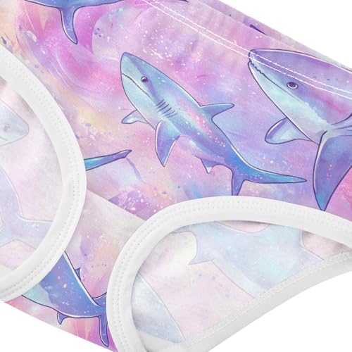 Wusikd Cute Sharks Girls' Underwear Cotton Rainbow Girls Briefs Soft Toddler Underwear 2T4