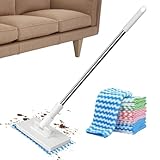 Müheloser Wischmopp – Automatisch Einziehbarer Wischmopp Mit Wiederverwendbaren Tüchern | Abfall, Schnelle Und Einfache Reinigung Für Fliesen, , Holz, Fußleisten, Böden, Küche, Badezimmer, Wo