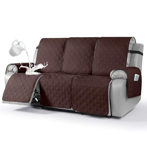 Image of VANSOFY Waterproof Recliner Couch Covers Washable, Coffee,3 Seater | 1-Piece, Non-Slip with Elastic Straps, Sofa Cover with Pocket for Dogs, Pets