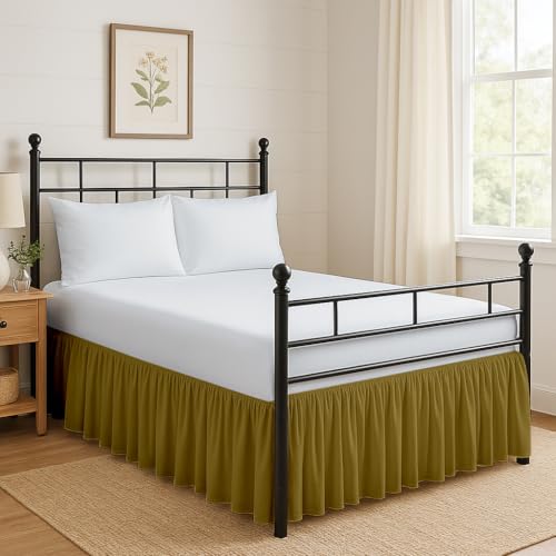 Ruffled Bed Skirt Split Corners with Platform, Tailored Fit Hotel Quality Wrinkle Free Ultra-Soft Microfiber Dust Ruffle, Upto 8 Inch Drop, Twin, Taupe