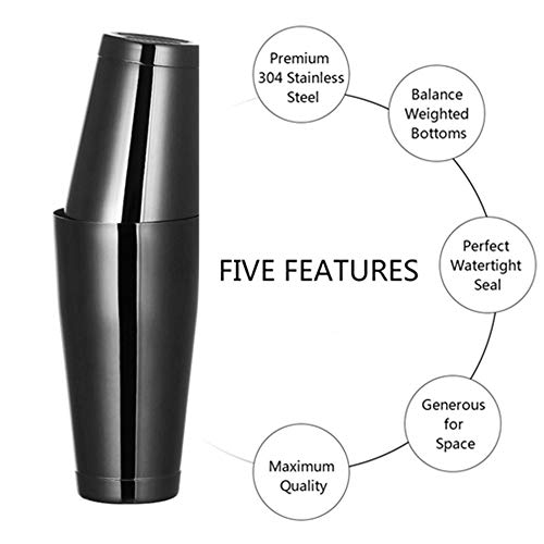 Stainless Steel Boston Shaker - 2-Piece 18Oz & 28Oz Professional Bartender Cocktail Shaker Bartender Shaker Kit - Ctsk0013 (Black) #TOP1
