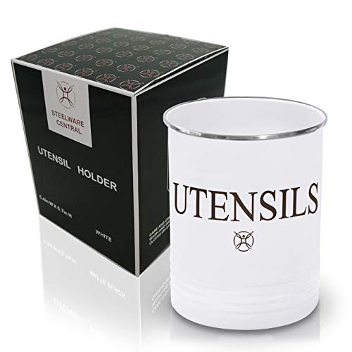 Steelware Central Utensil Holder Large Crocks Kitchen (white)