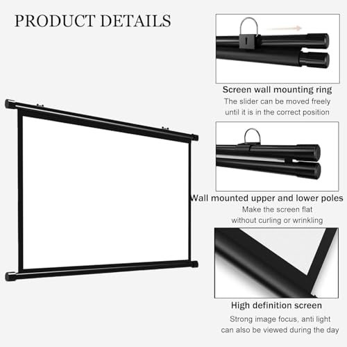Pantalla manual retráctil para proyector 16:9 50 pulg miniatura 2