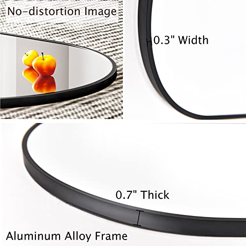 Harritpure 17" X 30"Oval Bathroom Mirror Wall Mounted Chic Brushed Metal Frame Hang Vertically & Horizontally Perfect Modern Decor For Bedroom Bathroom Entryway Living Room Gallery Wall,Black #TOP4