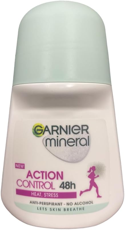 Desodorante antitranspirante Garnier Mineral Action Control em roll-on para mulheres, pacote com 4 de 50 mL