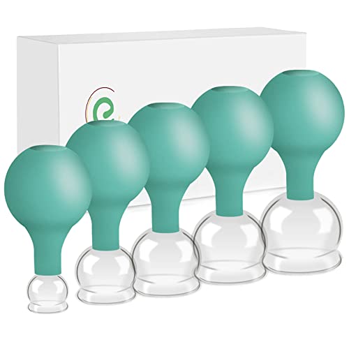 Juego de 5 ventosas de cristal,Varios tamaños Vasos para ventosaterapia con Bola Ventosas Cover