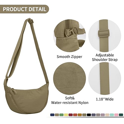 Image of Nylon Crescent Crossbody Bag for Women Purses Trendy Men,Small Travel Sling Bag Hobo
