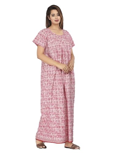 Image of Monique Brand 100% Pure Cotton Nighty for Woman | Floral Gown for Women Night Wear | Cotton Nighty for Women Stylish | Maxi for Women Cotton