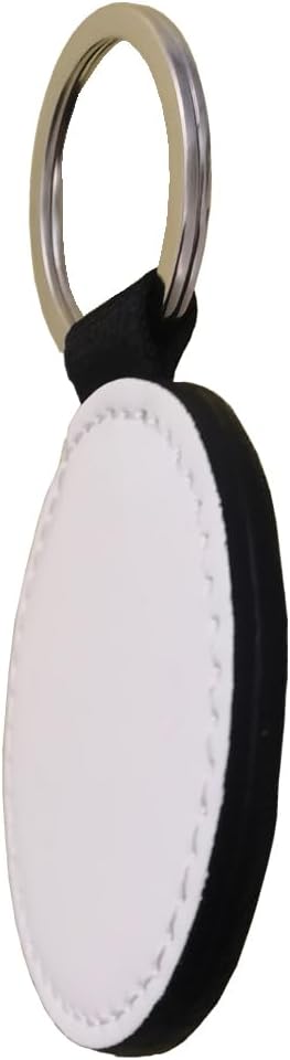10 Pieces Sublimation Keychain (Blank leather + 7 Colors leather) Both Sides Can Be Sublimated DIY Craft (Orbicular)