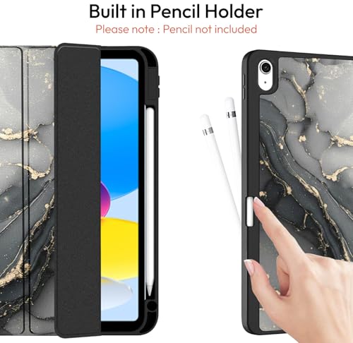 Image of Robustrion Cover for iPad 11th Generation (A16) / 10th Gen Cover Case with [Right Side Pencil Holder] [Auto Sleep Wake] [Soft Back] (2022 /2025), Case for iPad 11th 11 inch / 10th 10.9 inch - Ocean Black