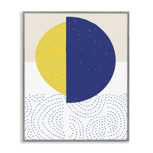 Stupell Industries Rising Sun Over Ocean Waves Abstract Striped Patterns, Design by Jen Bucheli Gray Framed Wall Art, 11 x 14, White
