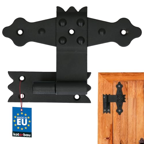 KOTARBAU® Bisagra central, Herraje para contraventanas, puertas y portones, Bisaga decorativa 160 mm, Bisagras para contraventanas de madera, Bisagra negra, Bisagra para atornillar