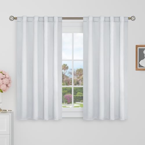 BGment 40 Inch Length Blackout Curtains for Cafe, 2 Panels, Greyish White